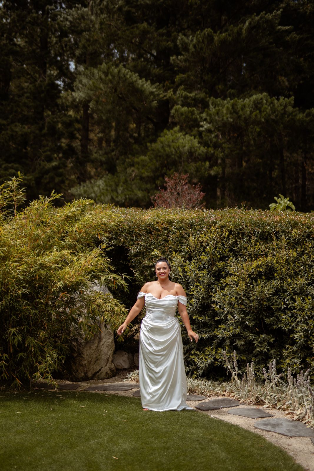 Brianna wearing her bespoke wedding dress designed by Sarah Stoute, Christchurch — photo 15