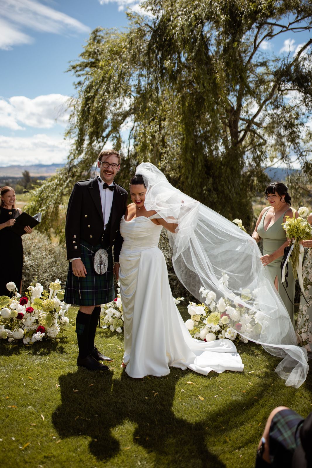 Brianna wearing her bespoke wedding dress designed by Sarah Stoute, Christchurch — photo 18