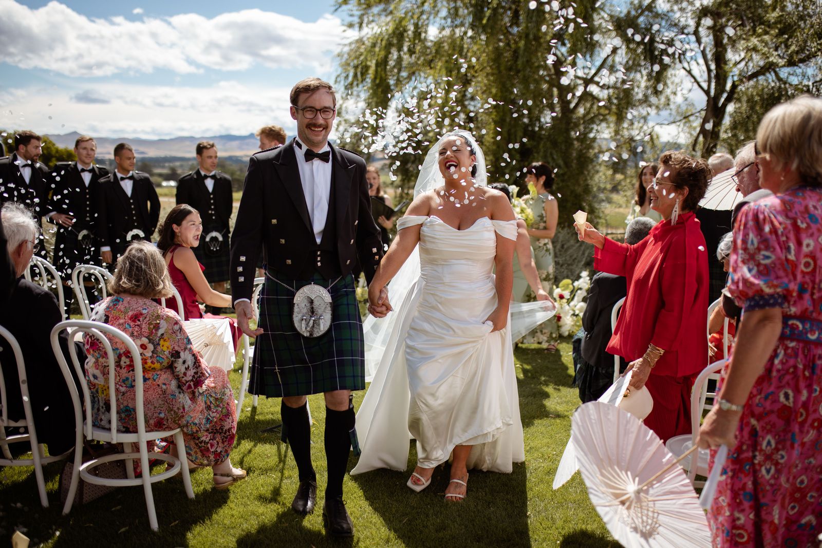 Brianna wearing her bespoke wedding dress designed by Sarah Stoute, Christchurch — photo 19
