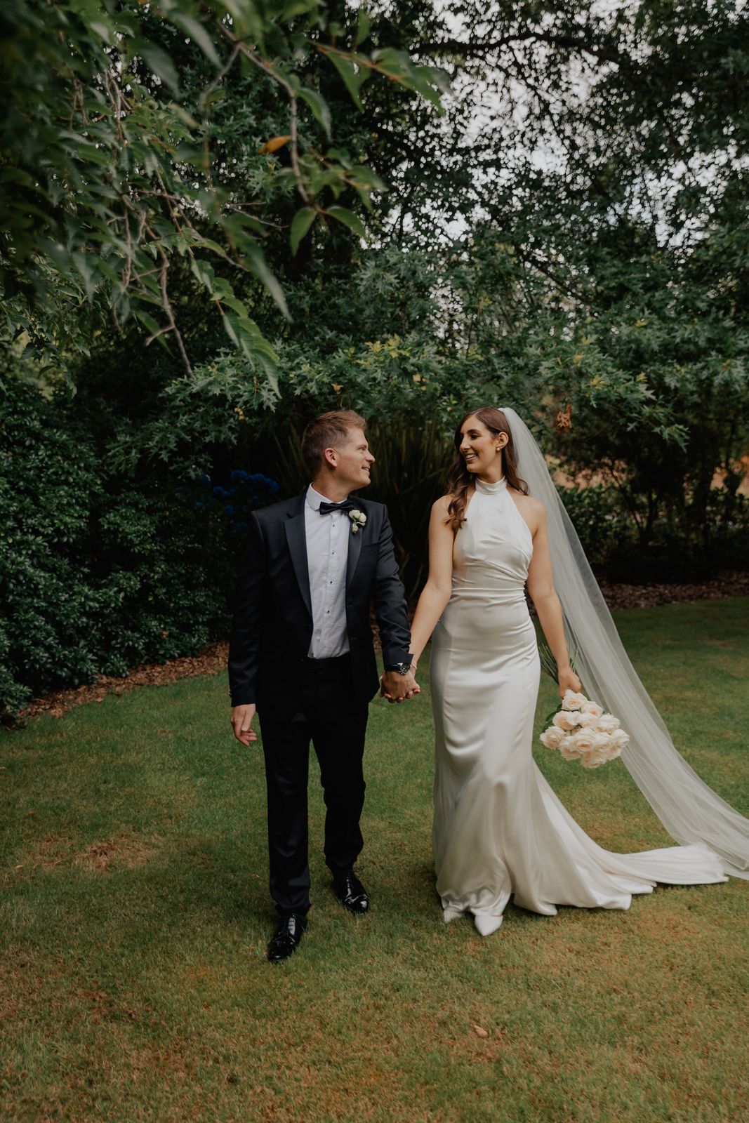 Harriet wearing her bespoke wedding dress designed by Sarah Stoute, Christchurch — photo 2