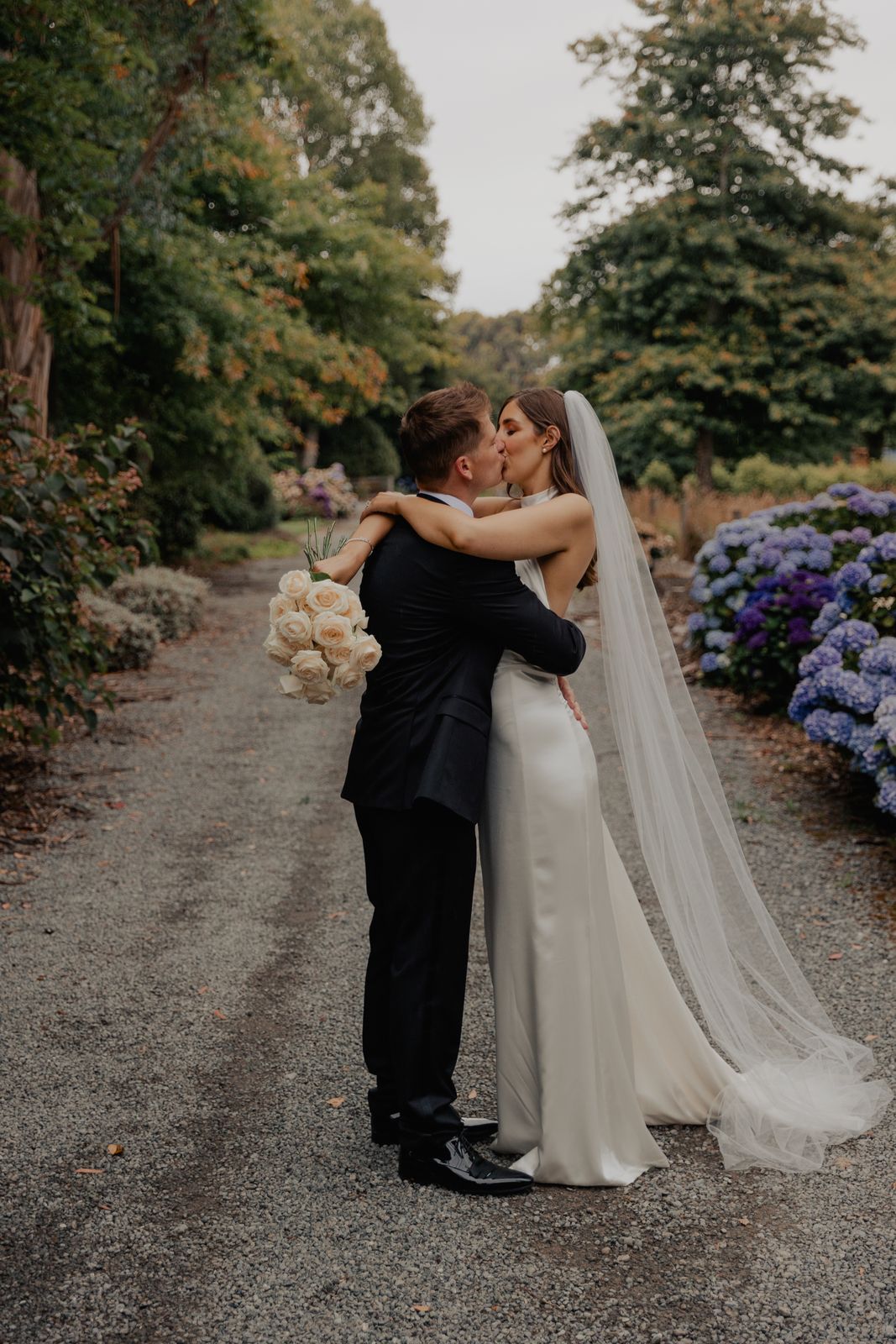 Harriet wearing her bespoke wedding dress designed by Sarah Stoute, Christchurch — photo 3