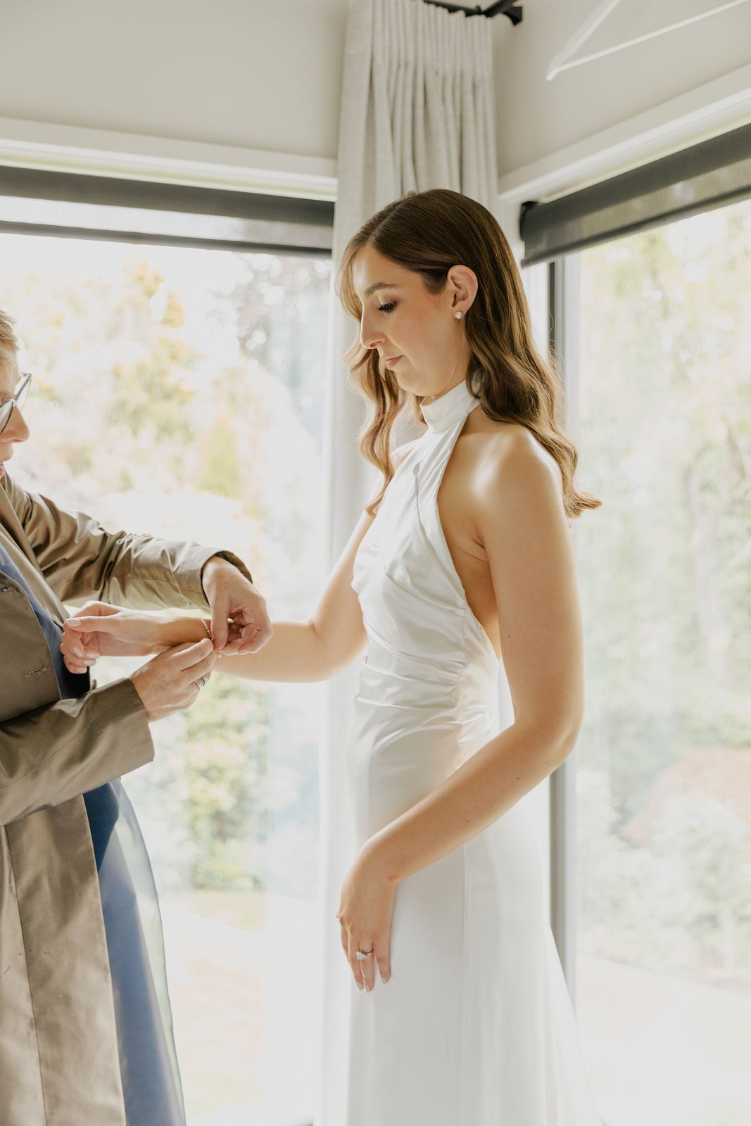 Harriet wearing her bespoke wedding dress designed by Sarah Stoute, Christchurch — photo 4