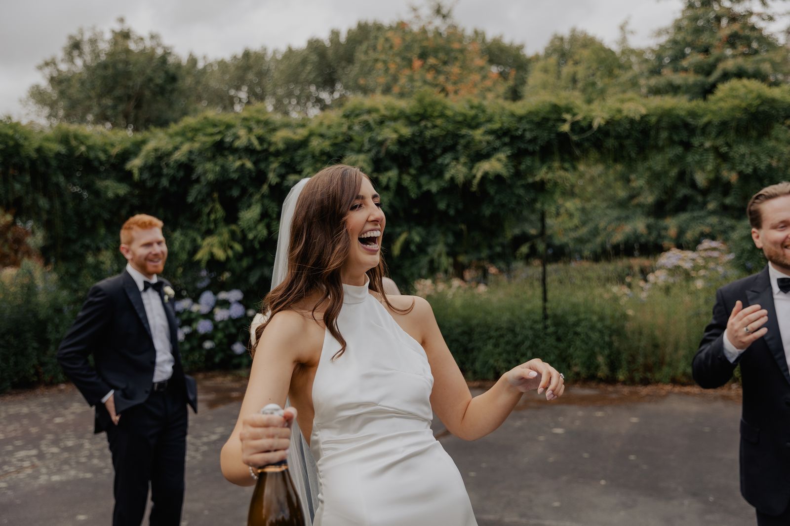 Harriet wearing her bespoke wedding dress designed by Sarah Stoute, Christchurch — photo 11