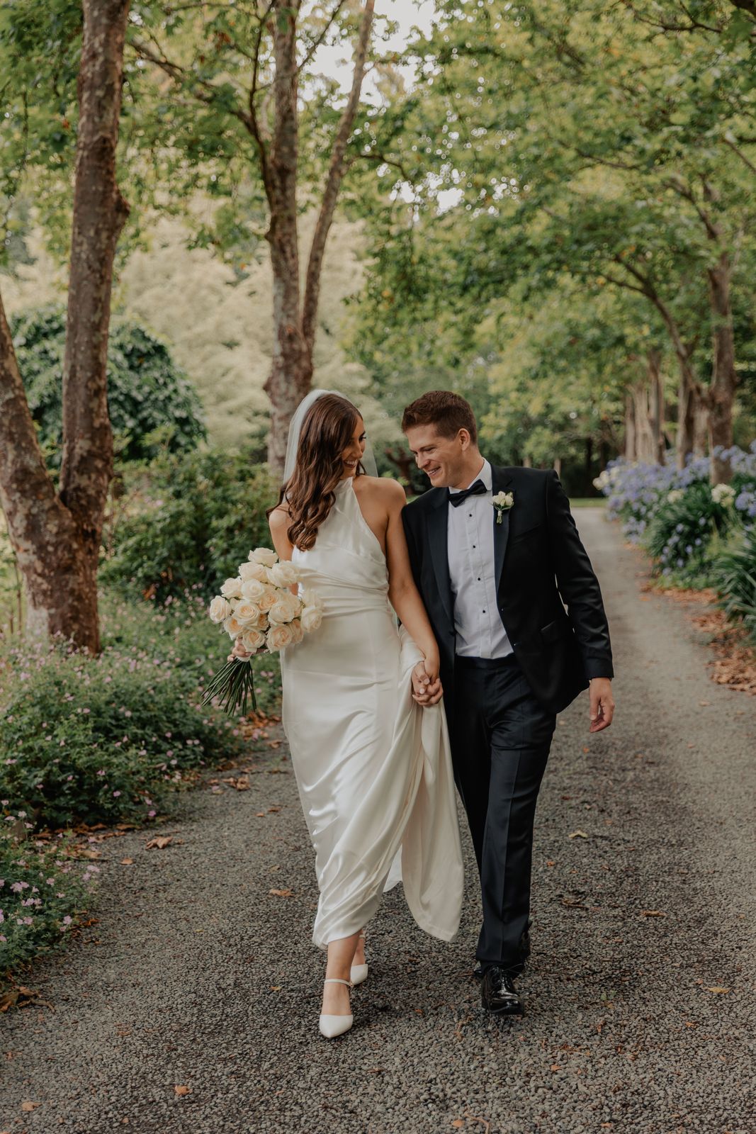 Harriet wearing her bespoke wedding dress designed by Sarah Stoute, Christchurch — photo 12