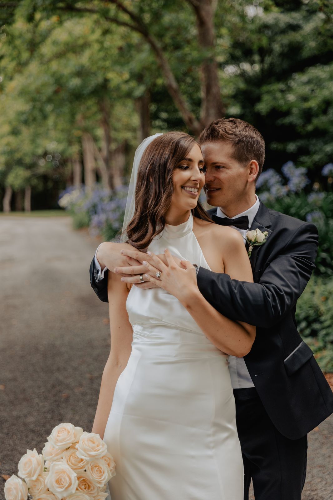 Harriet wearing her bespoke wedding dress designed by Sarah Stoute, Christchurch — photo 13