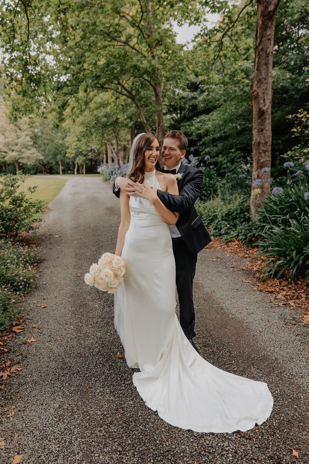 Harriet wearing her bespoke wedding dress designed by Sarah Stoute, Christchurch — photo 15