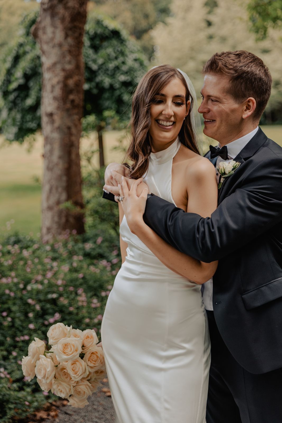 Harriet wearing her bespoke wedding dress designed by Sarah Stoute, Christchurch — photo 16