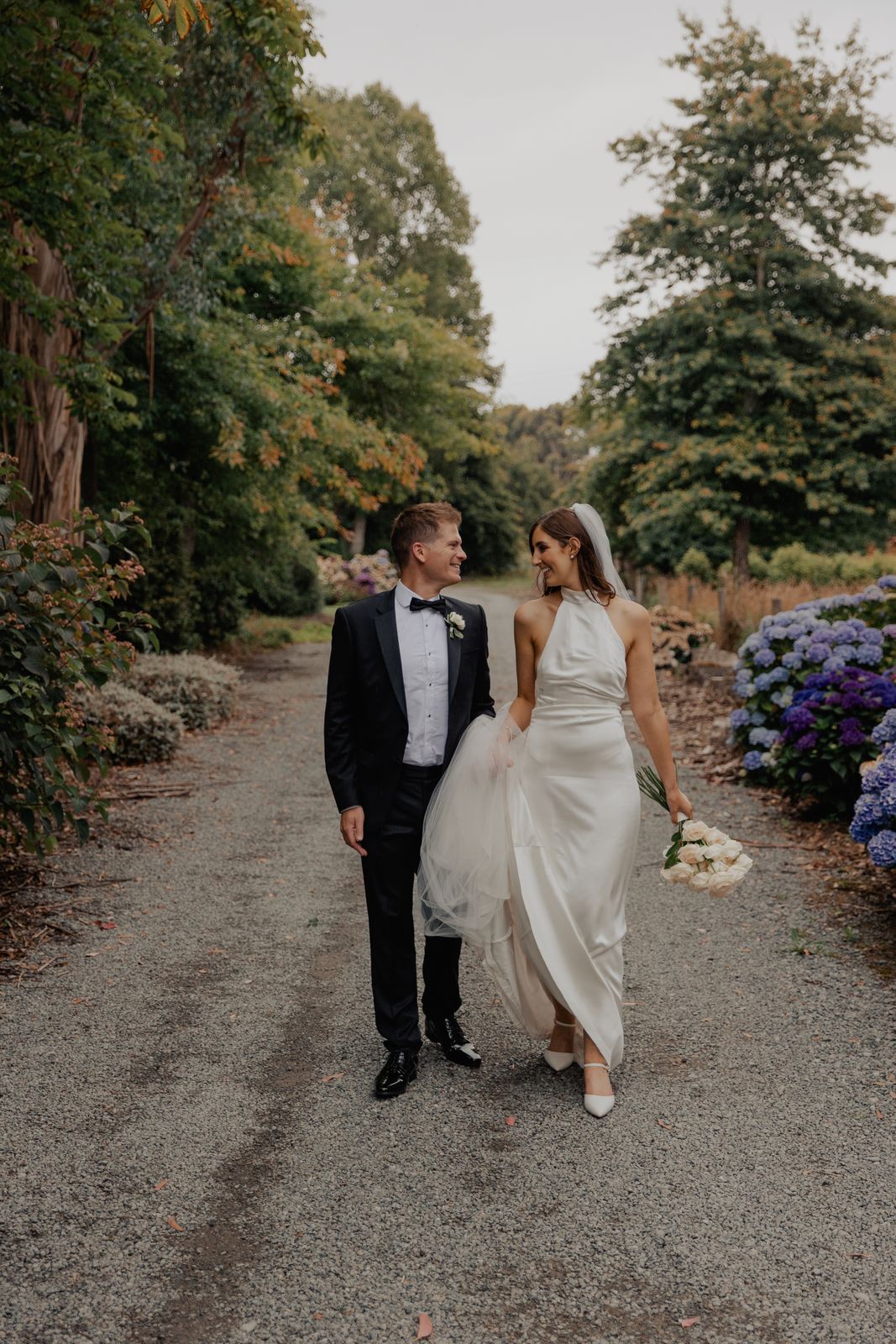 Harriet wearing her bespoke wedding dress designed by Sarah Stoute, Christchurch — photo 18