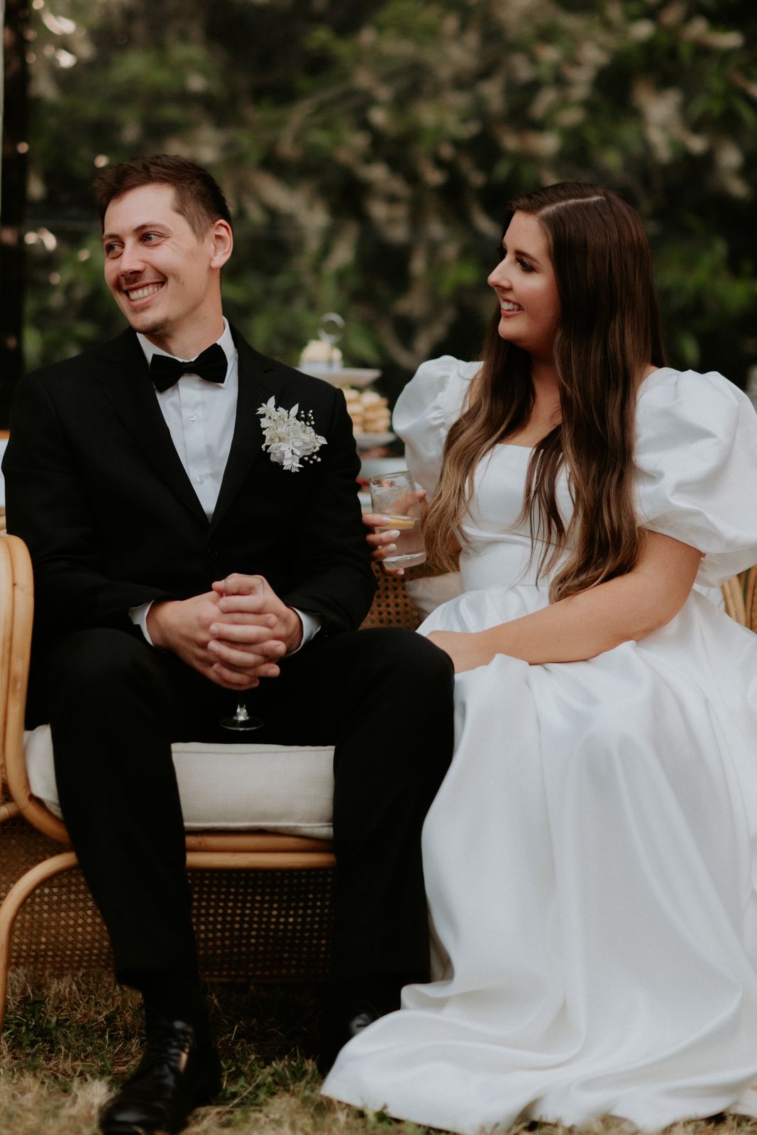 Milly wearing her bespoke wedding dress designed by Sarah Stoute, Christchurch — photo 1