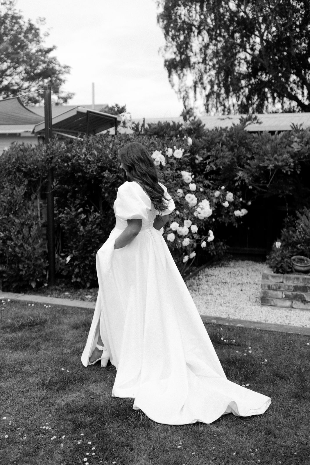 Milly wearing her bespoke wedding dress designed by Sarah Stoute, Christchurch — photo 4