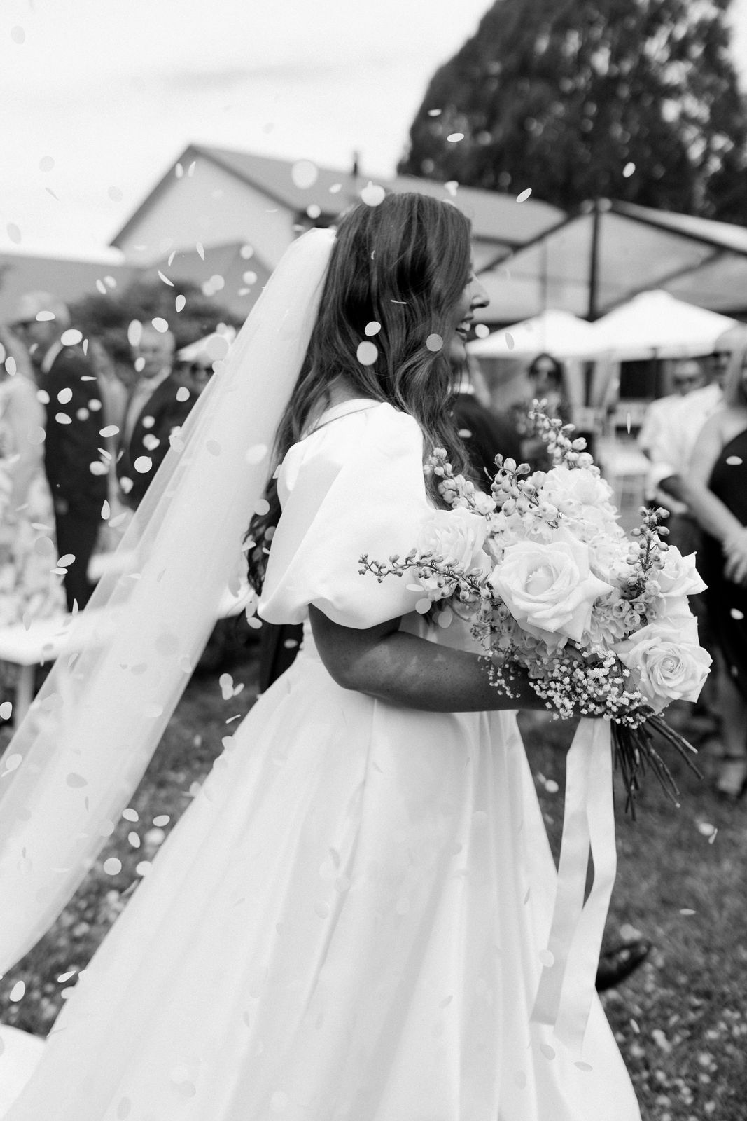 Milly wearing her bespoke wedding dress designed by Sarah Stoute, Christchurch — photo 7
