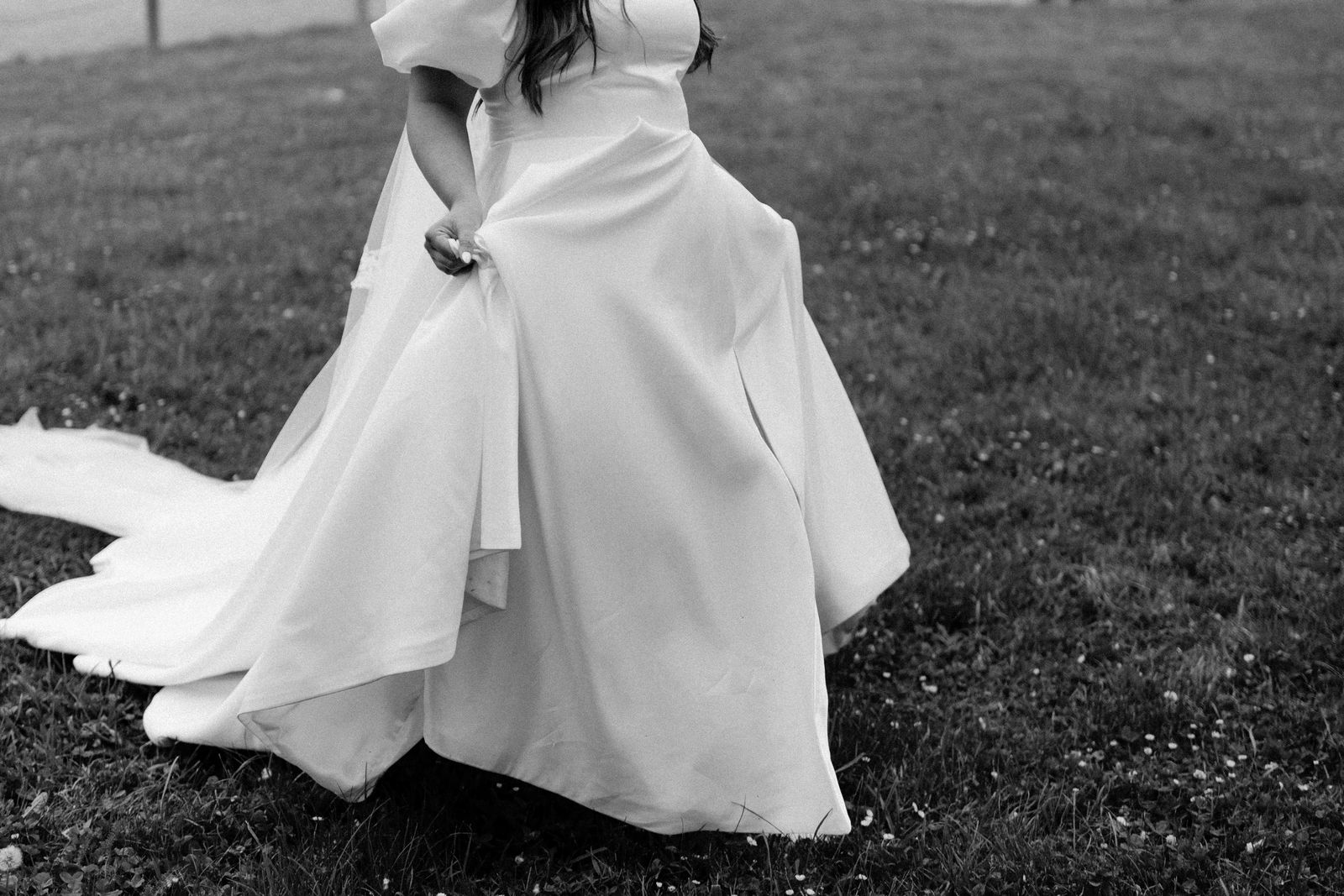 Milly wearing her bespoke wedding dress designed by Sarah Stoute, Christchurch — photo 11