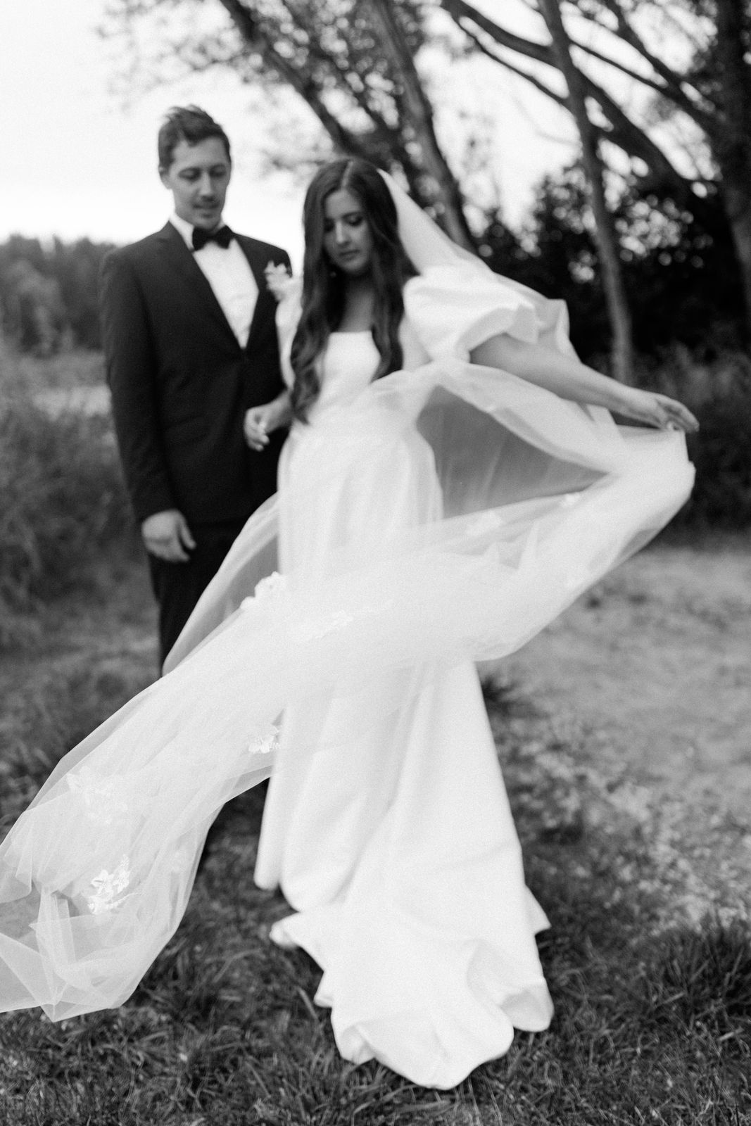 Milly wearing her bespoke wedding dress designed by Sarah Stoute, Christchurch — photo 12
