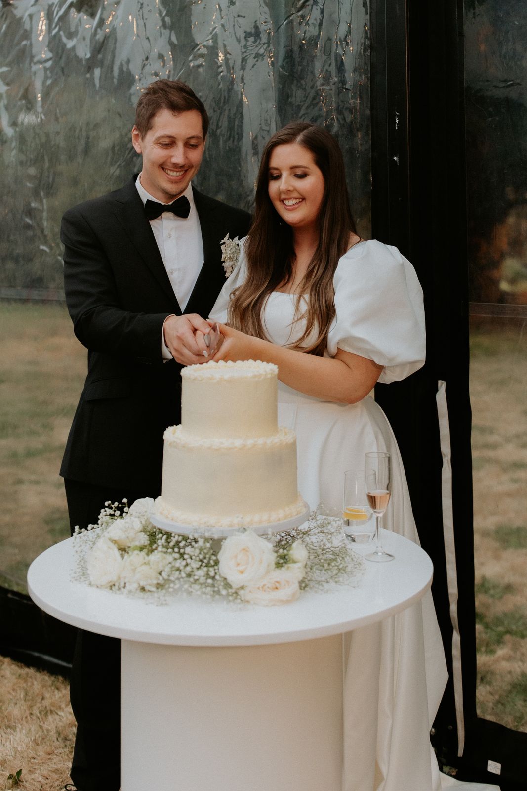 Milly wearing her bespoke wedding dress designed by Sarah Stoute, Christchurch — photo 13