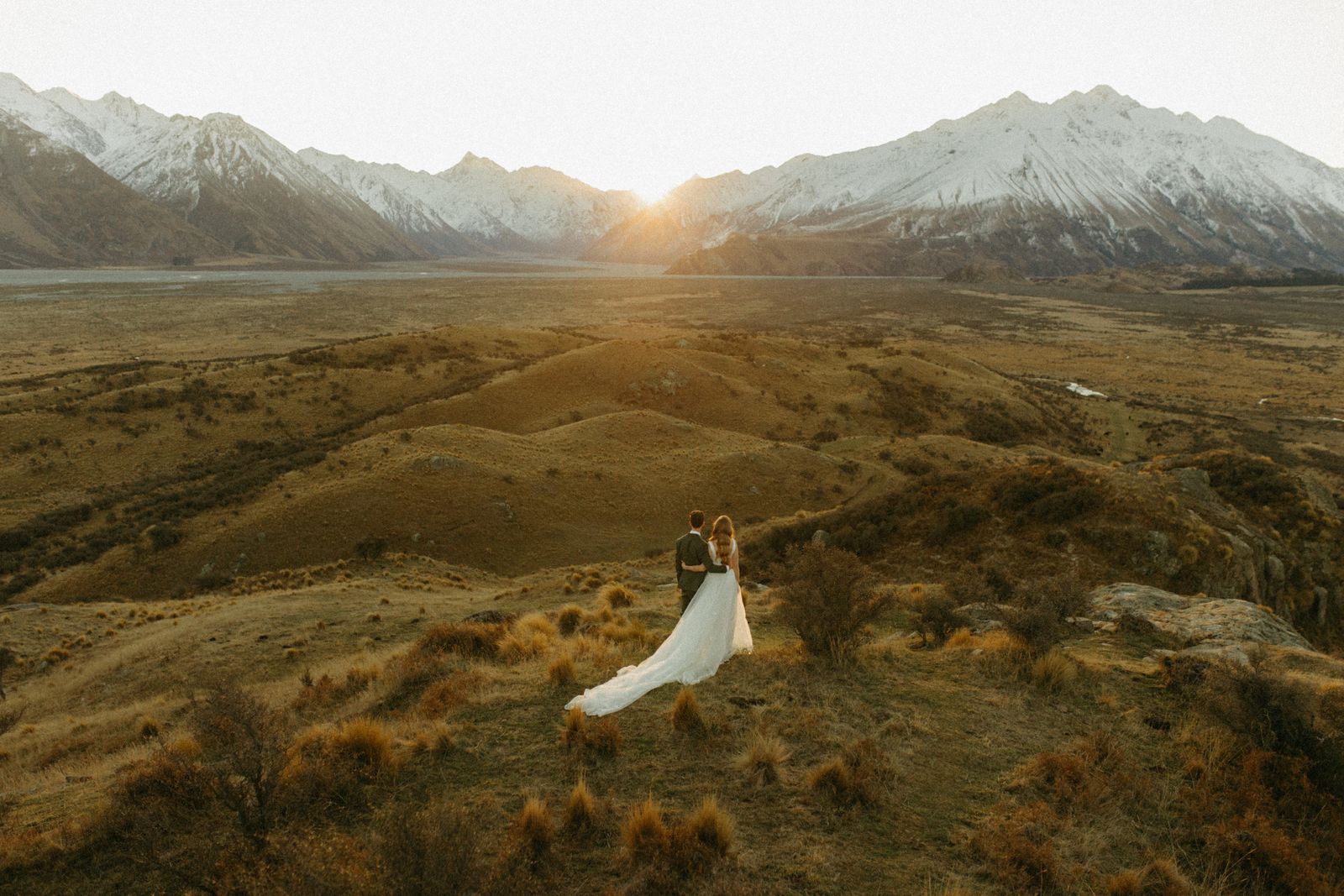 Winter bridal editorial at Mt Sunday, Canterbury — bespoke gown by Sarah Stoute — photo 4