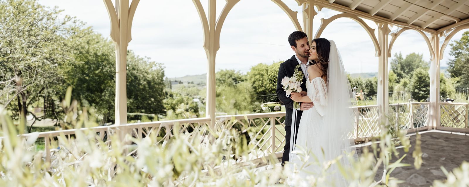 Garden bridal editorial at Ōhinetahi, Governors Bay — bespoke gowns by Sarah Stoute — photo 1