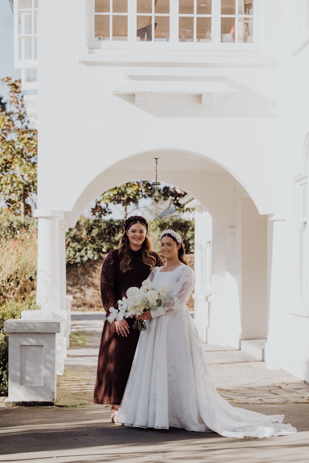 Roxi wearing her bespoke wedding dress designed by Sarah Stoute, Christchurch — photo 1