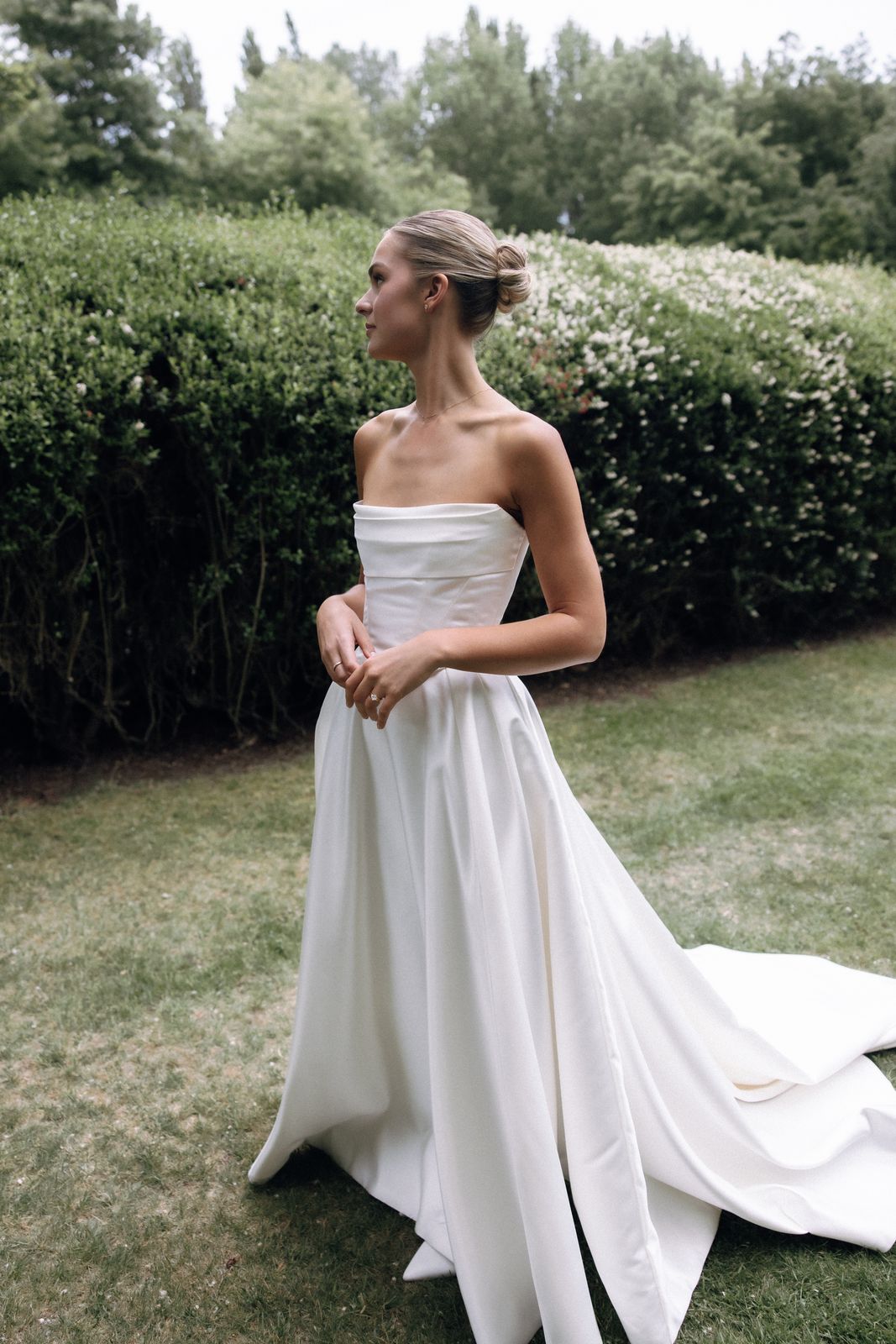 Samara wearing her bespoke wedding dress designed by Sarah Stoute, Christchurch — photo 6
