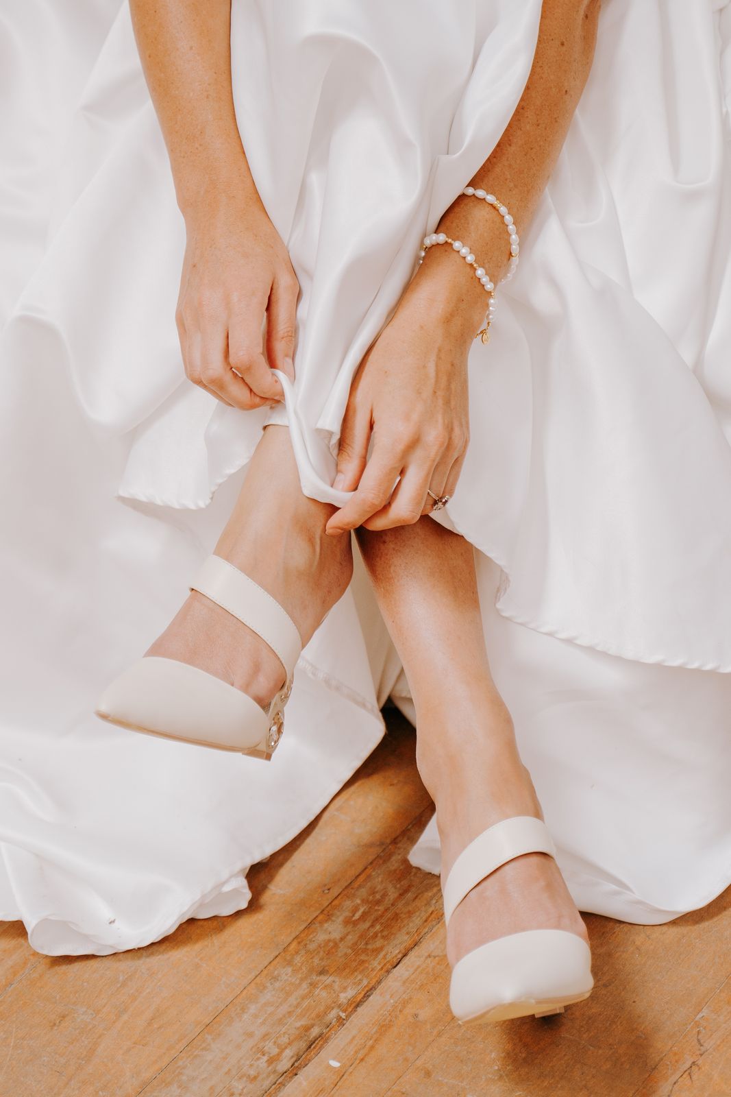 Bridal wedding shoes detail from a Sarah Stoute Bespoke styled shoot