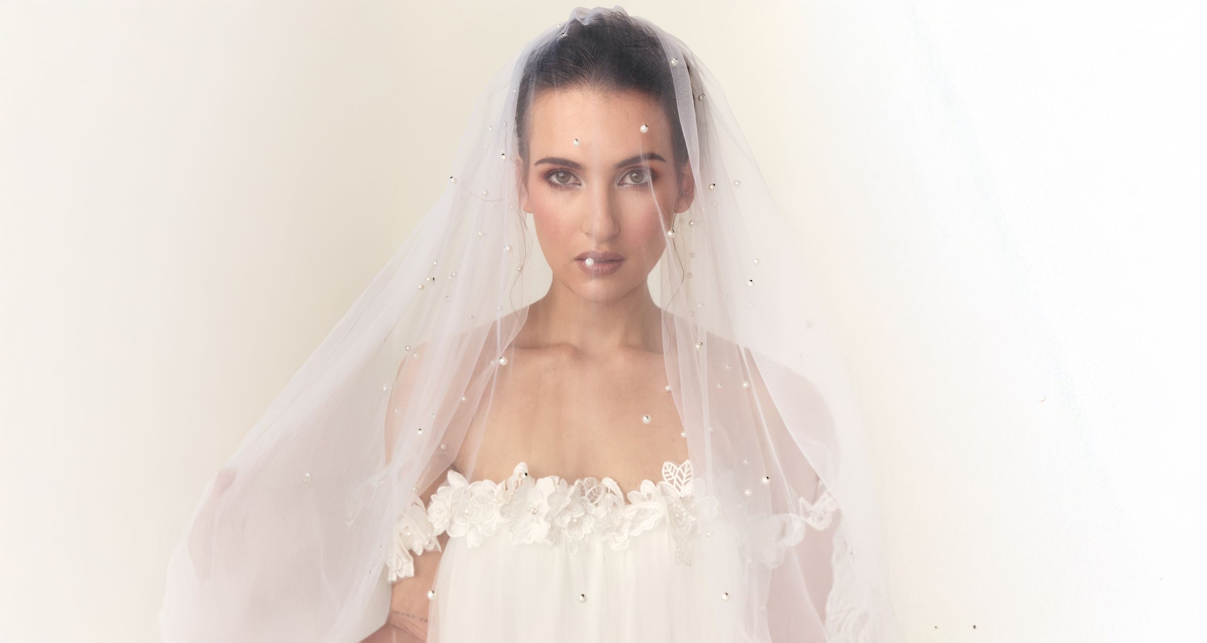 Handmade bridal veil in soft daylight by Sarah Stoute, Christchurch