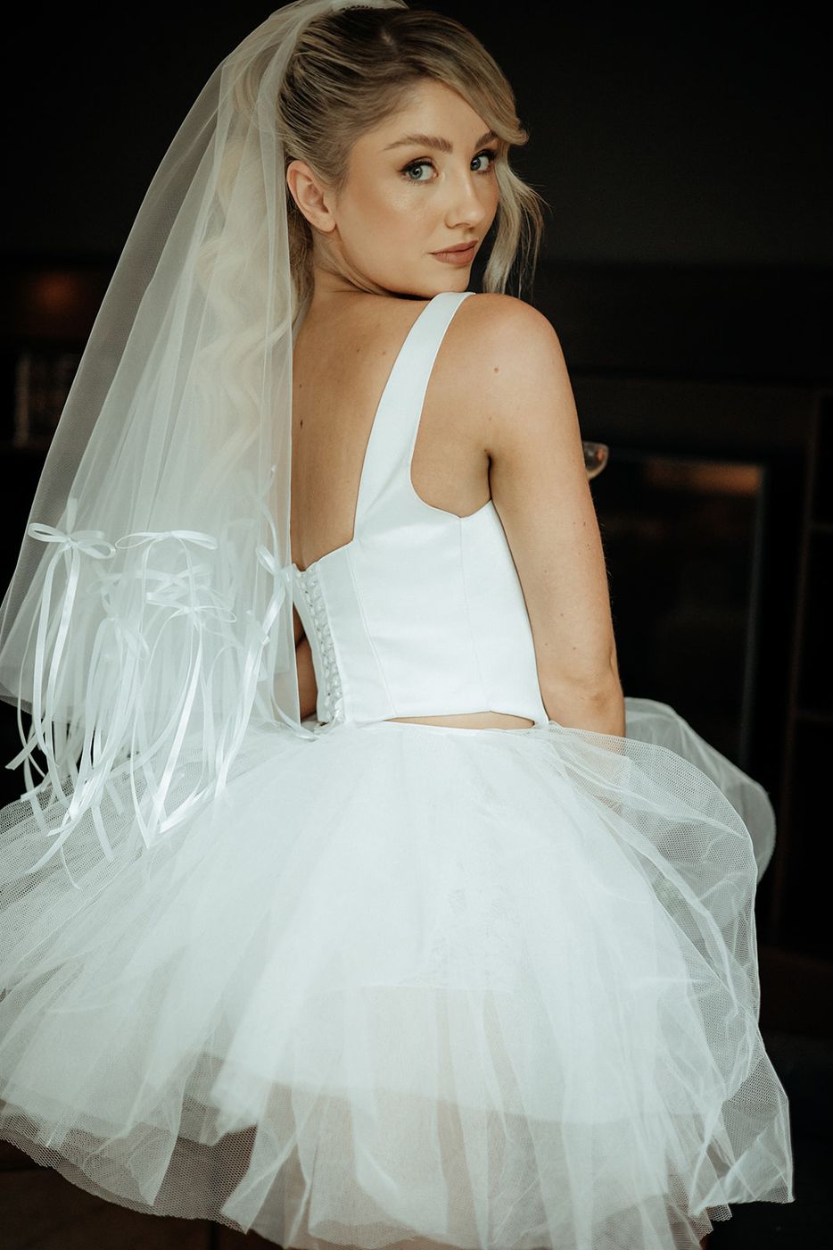 Reception dress by Sarah Stoute Bespoke — The After Party styled shoot, Christchurch