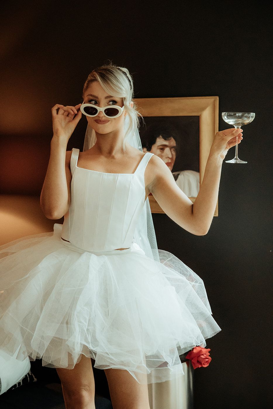 Bride in a reception dress — The After Party styled shoot, Sarah Stoute Bespoke Christchurch